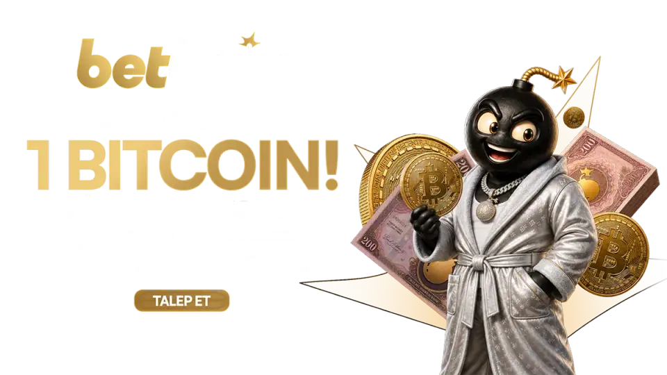 Betbom Her Ay 1 Şanslı Üyeye 1 Bitcoin kampanya görseli